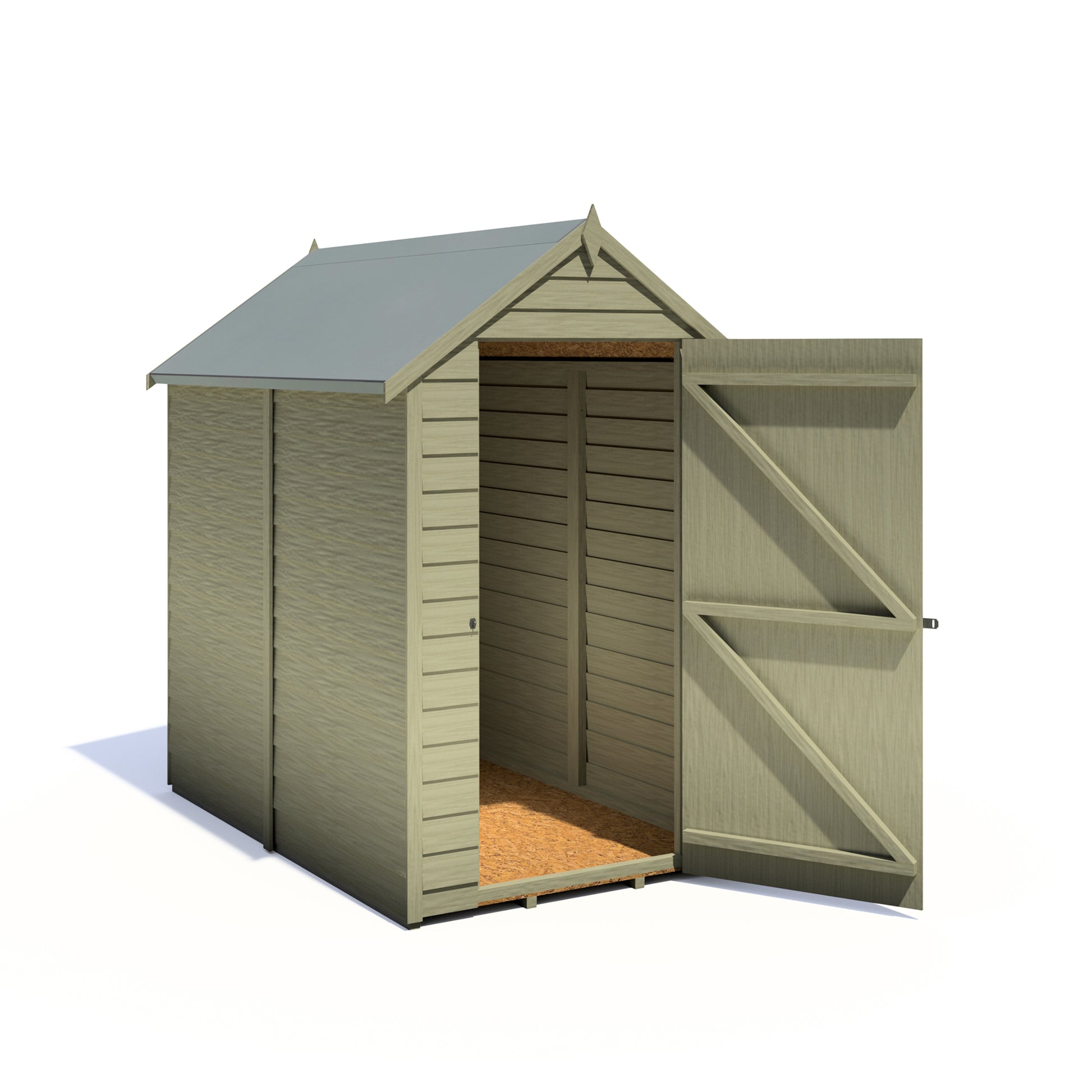 Shire Overlap 6x4 Single Door Value 6x4 Pressure Treated Value Range Wooden Garden Shed