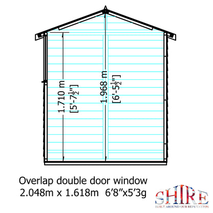 Shire Overlap Double Door 7 x 5 ft Dip Treated Wooden Garden Shed