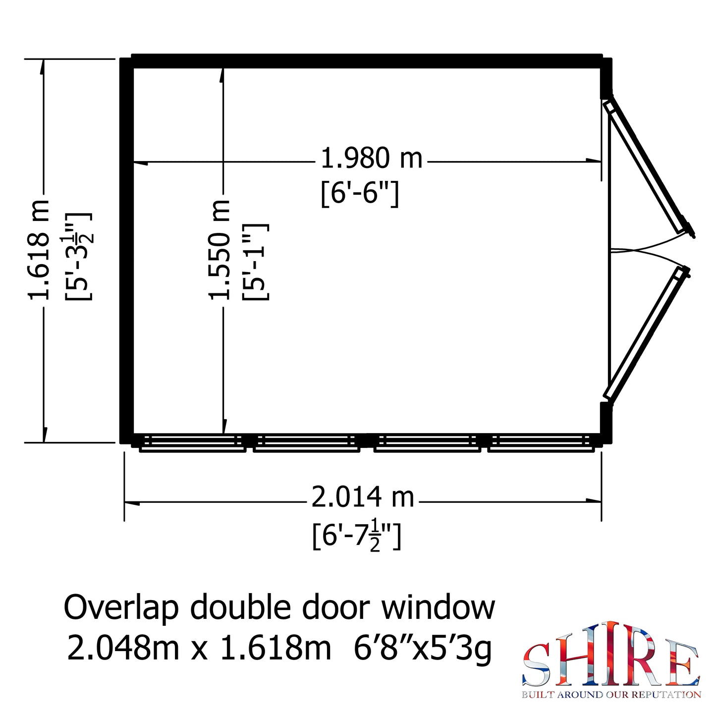 Shire Overlap Double Door 7 x 5 ft Dip Treated Wooden Garden Shed