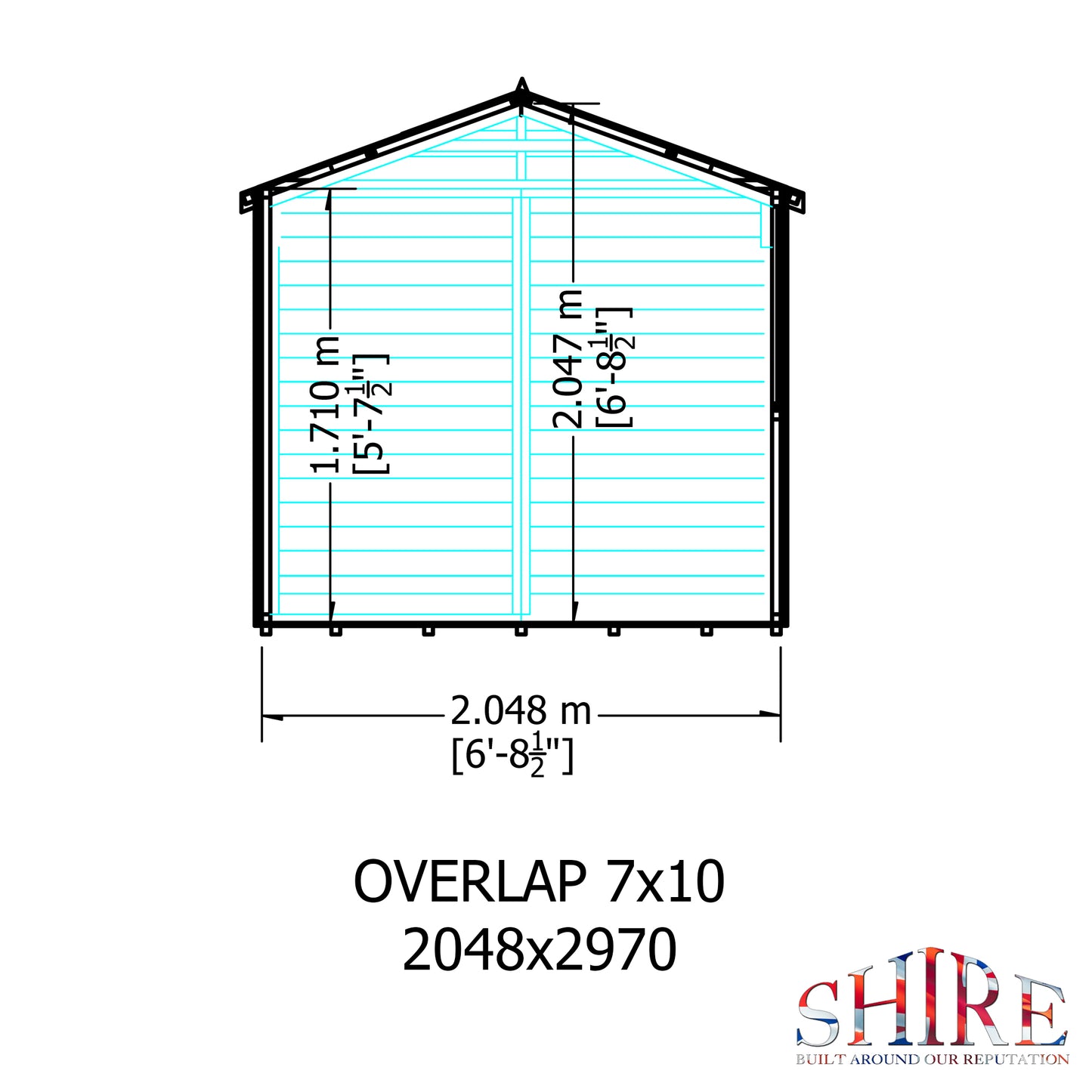 Shire Overlap Double Door 10x 7 Dip Treated Wooden Garden Shed