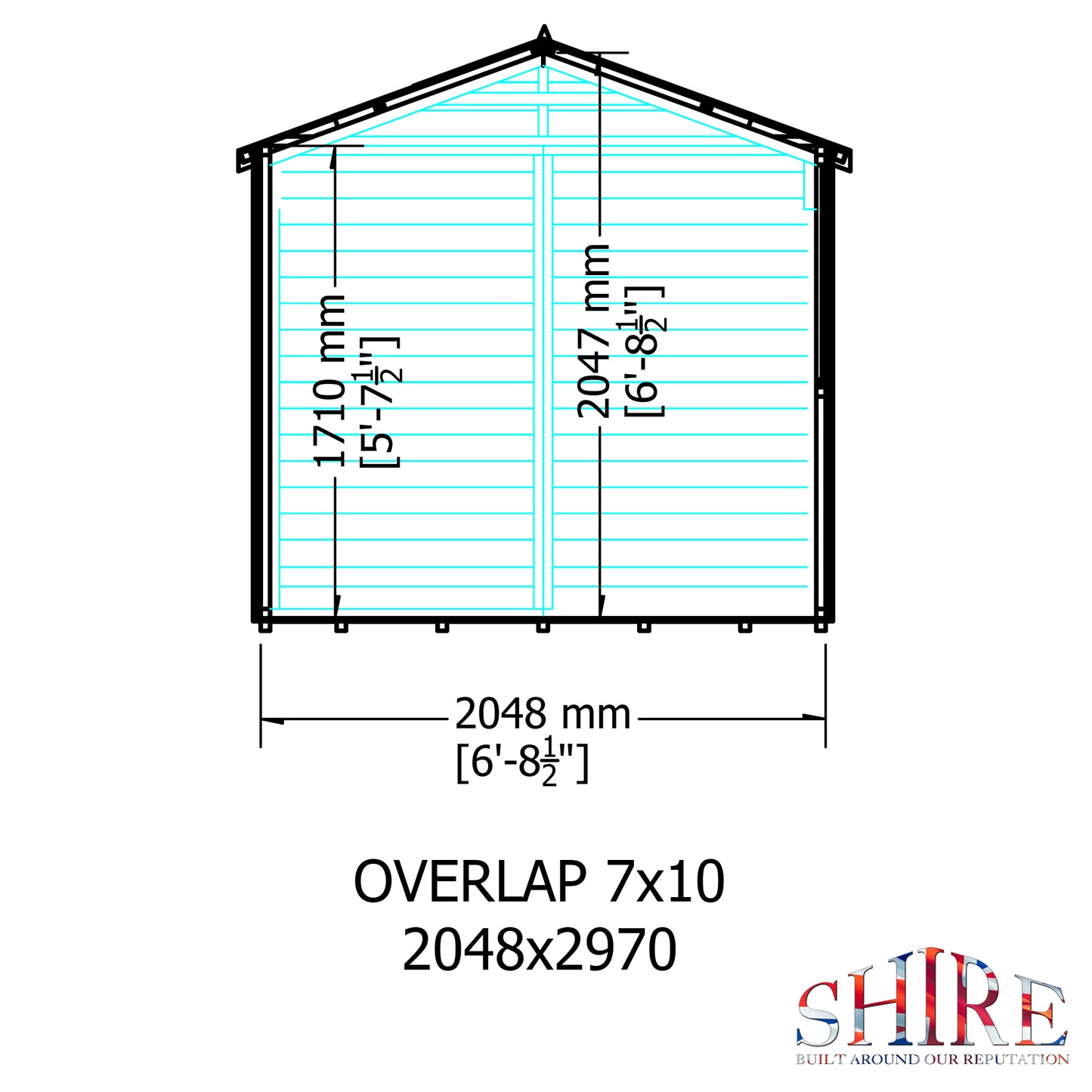 Shire Overlap Double Door 10x 7 Dip Treated Wooden Garden Shed