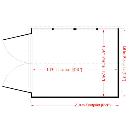 Shire Overlap Double Door 7 x 5 ft Dip Treated Wooden Garden Shed