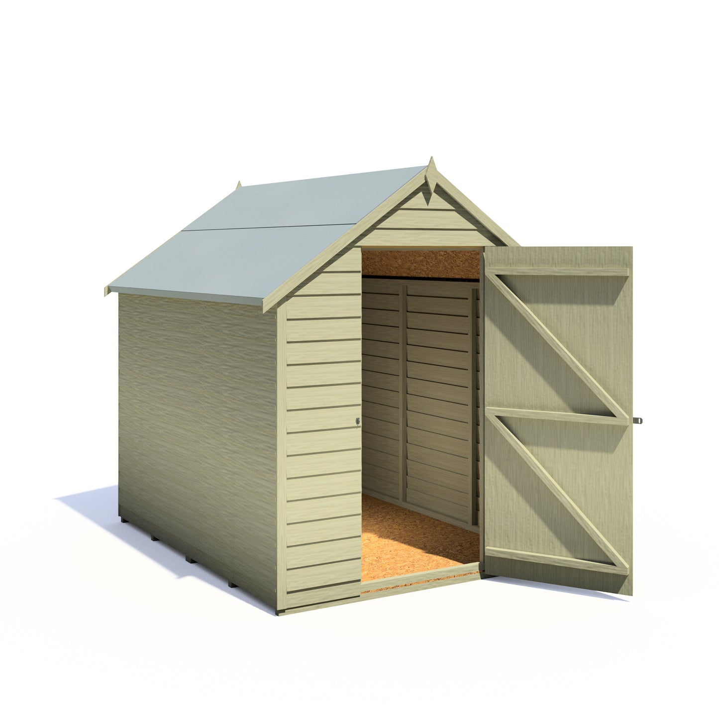 Shire Overlap 7x5 Single Door Value Pressure Treated Value Range Wooden Garden Shed