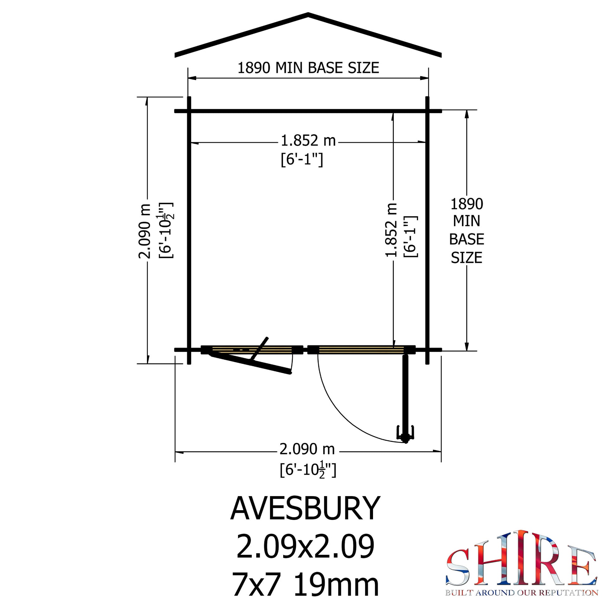 Shire Avesbury Pembrook 7' x 7' ft 19mm Log Cabin