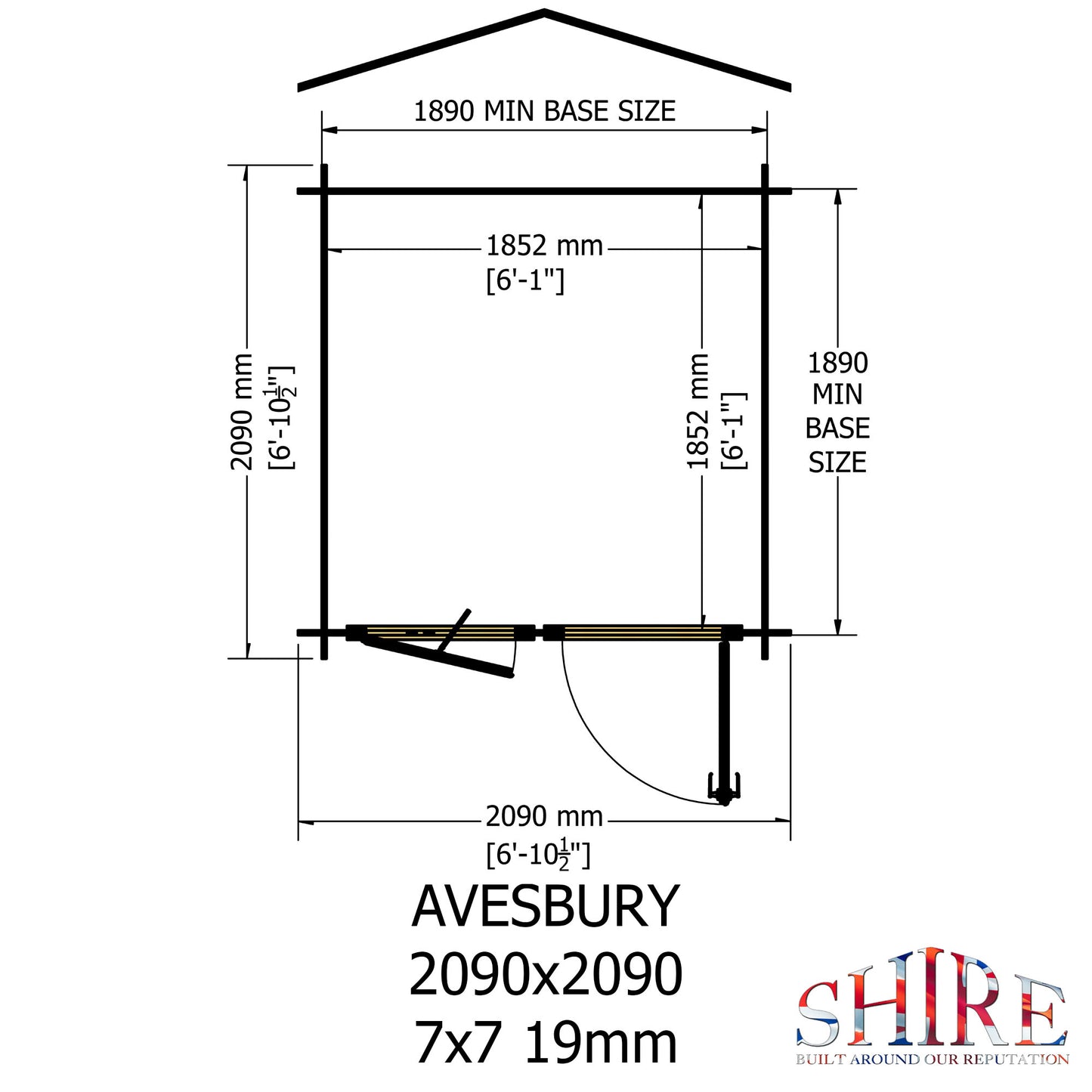 Shire Avesbury Pembrook 7' x 7' ft 19mm Log Cabin