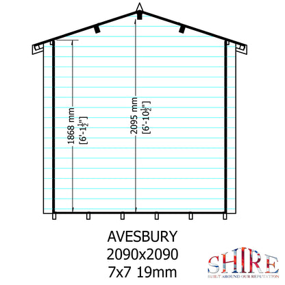 Shire Avesbury Pembrook 7' x 7' ft 19mm Log Cabin