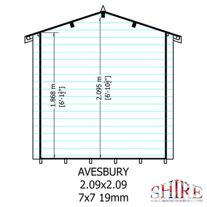 Shire Avesbury Pembrook 7' x 7' ft 19mm Log Cabin