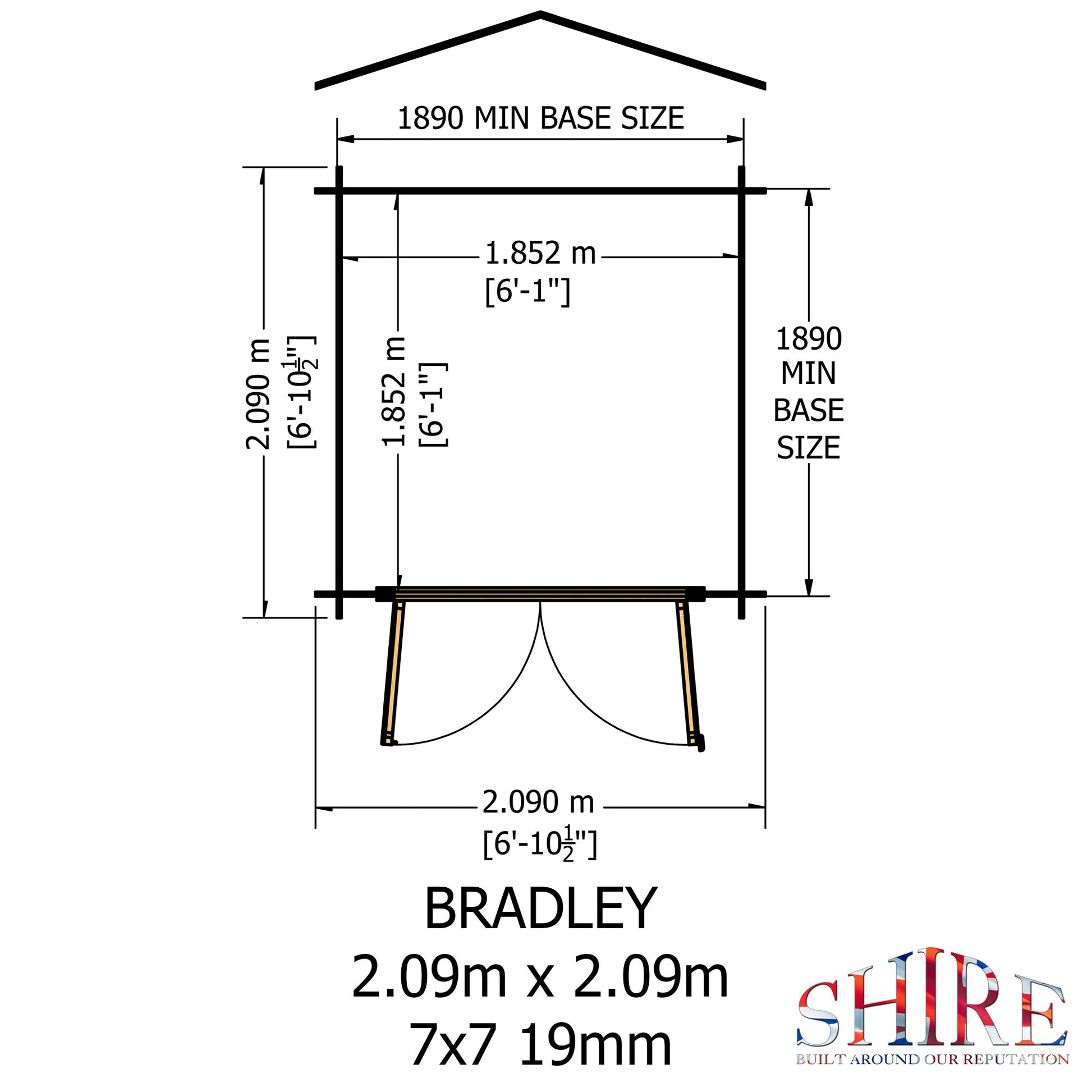 Shire Bradley 7' x 7' ft 19mm Log Cabin