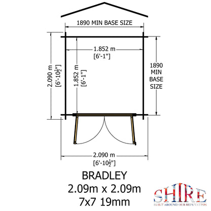 Shire Bradley 7' x 7' ft 19mm Log Cabin