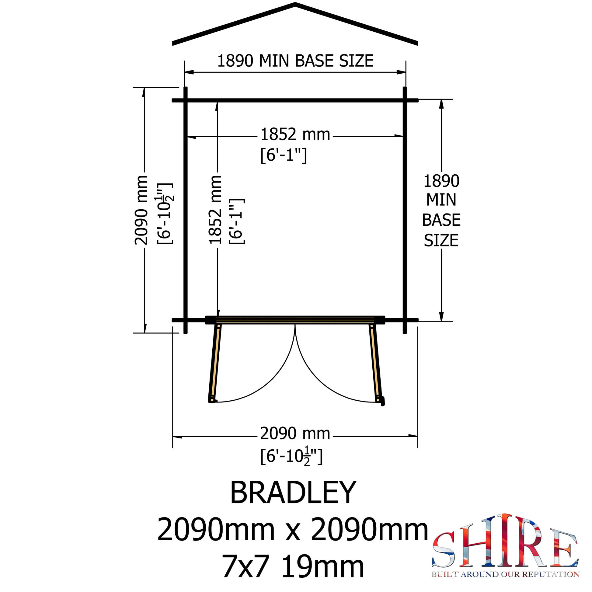 Shire Bradley 7' x 7' ft 19mm Log Cabin