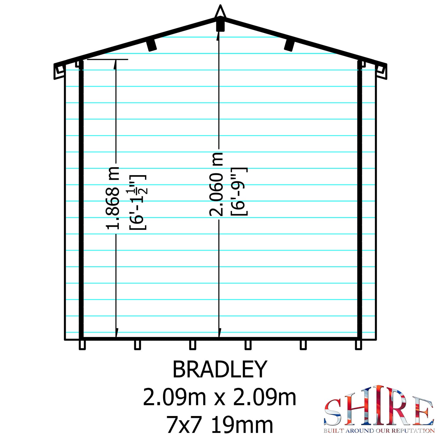 Shire Bradley 7' x 7' ft 19mm Log Cabin