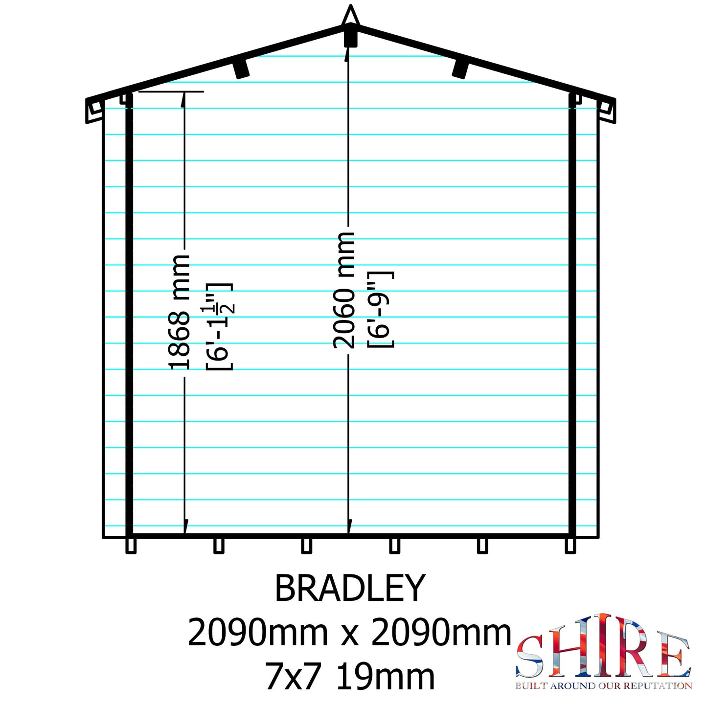 Shire Bradley 7' x 7' ft 19mm Log Cabin