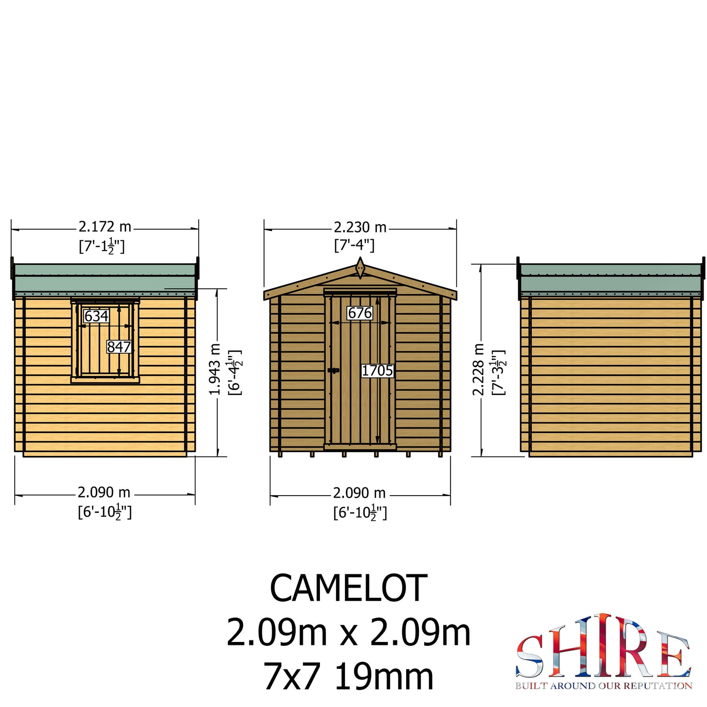 Shire Camelot 7' x 7' ft 19mm Log Cabin