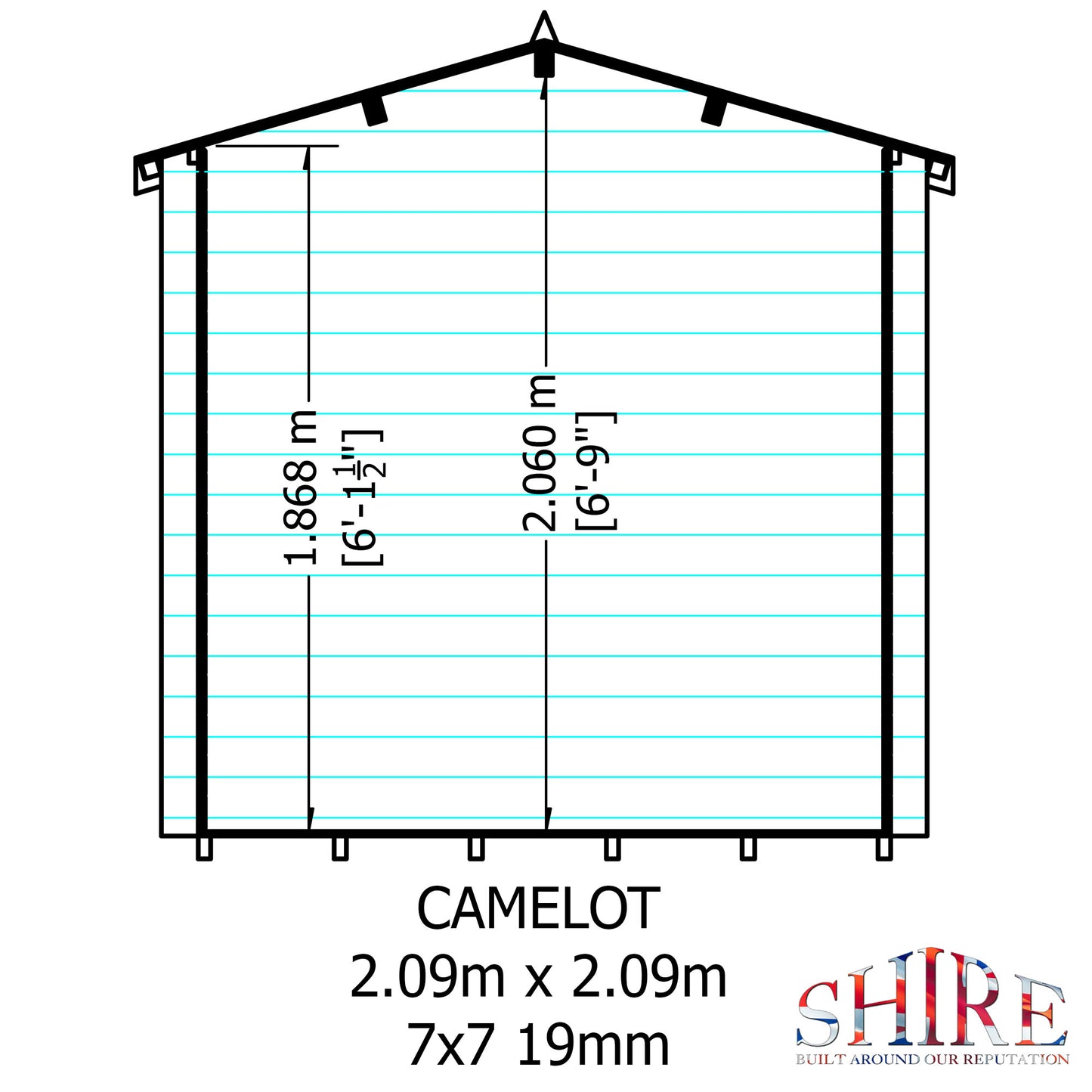 Shire Camelot 7' x 7' ft 19mm Log Cabin