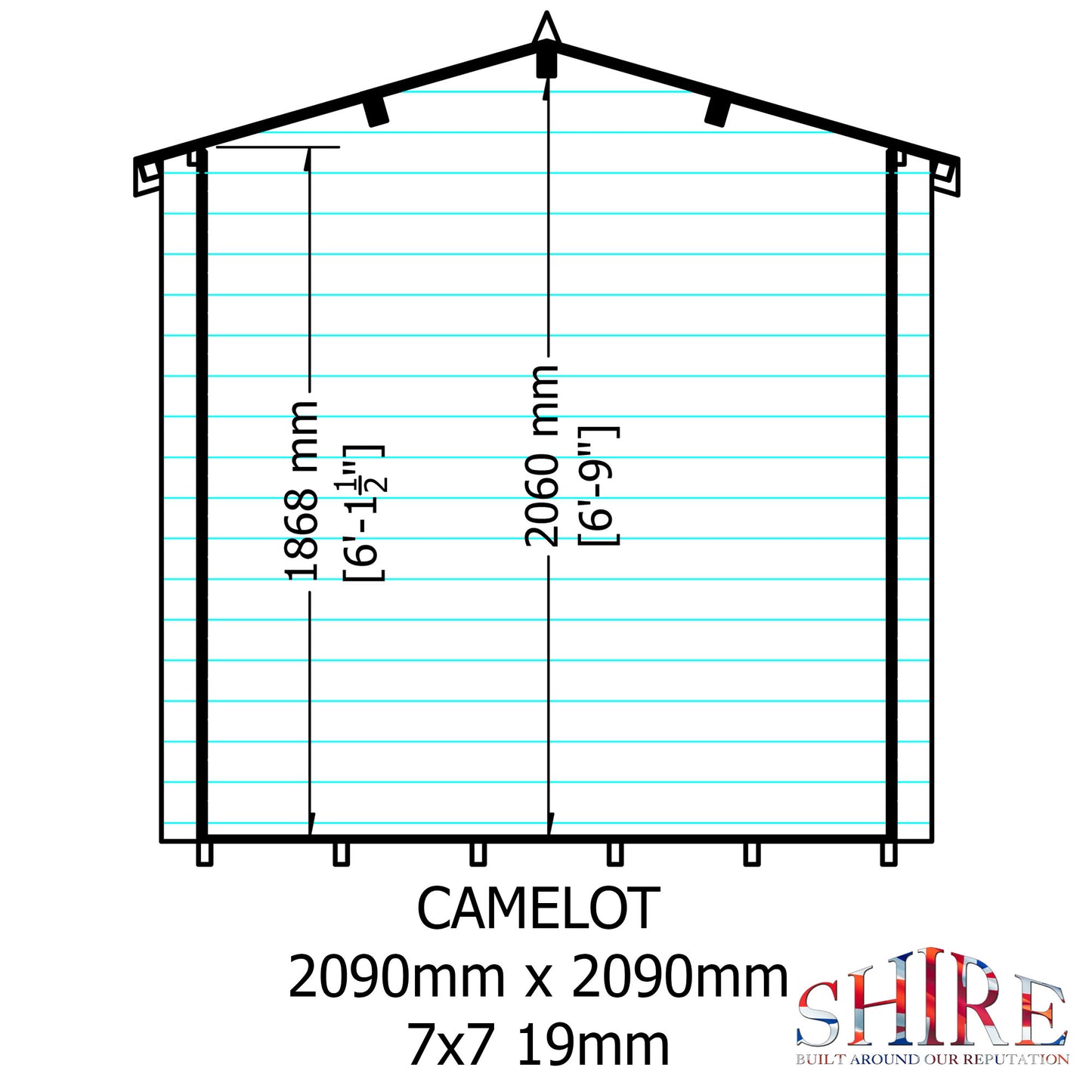 Shire Camelot 7' x 7' ft 19mm Log Cabin