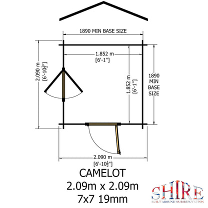 Shire Camelot 7' x 7' ft 19mm Log Cabin