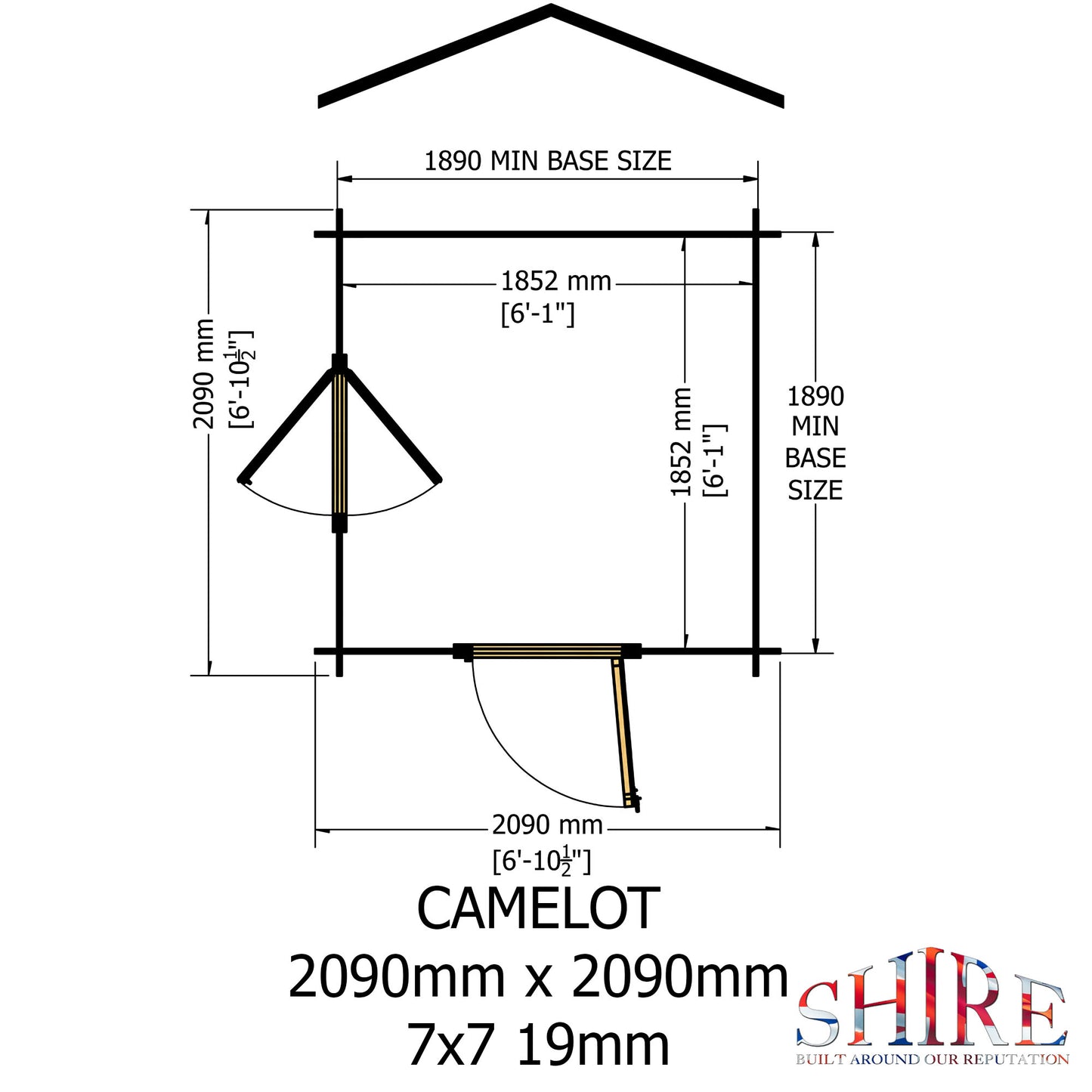 Shire Camelot 7' x 7' ft 19mm Log Cabin