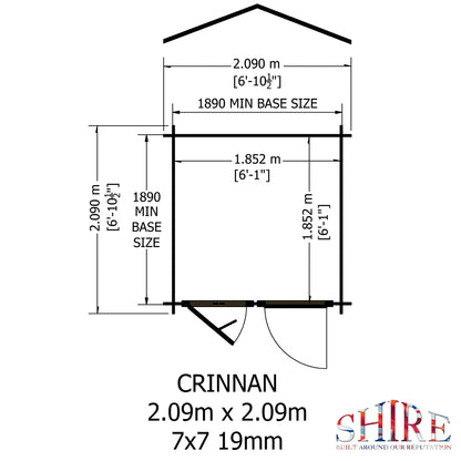 Shire Crinan 7' x 7' ft 19mm Log Cabin