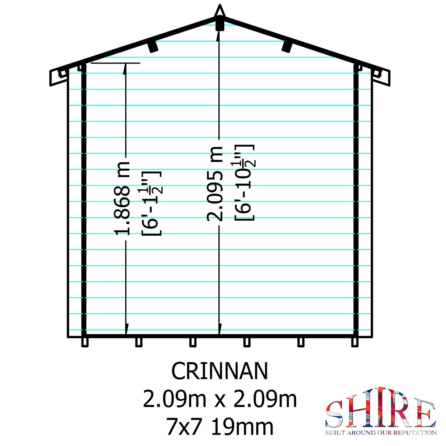 Shire Crinan 7' x 7' ft 19mm Log Cabin