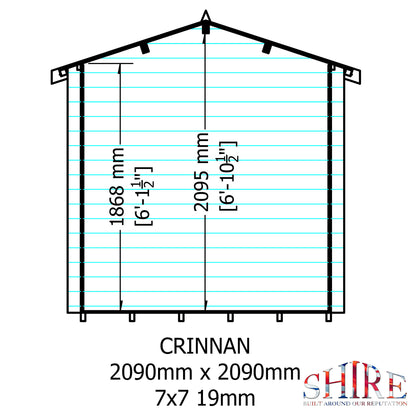 Shire Crinan 7' x 7' ft 19mm Log Cabin