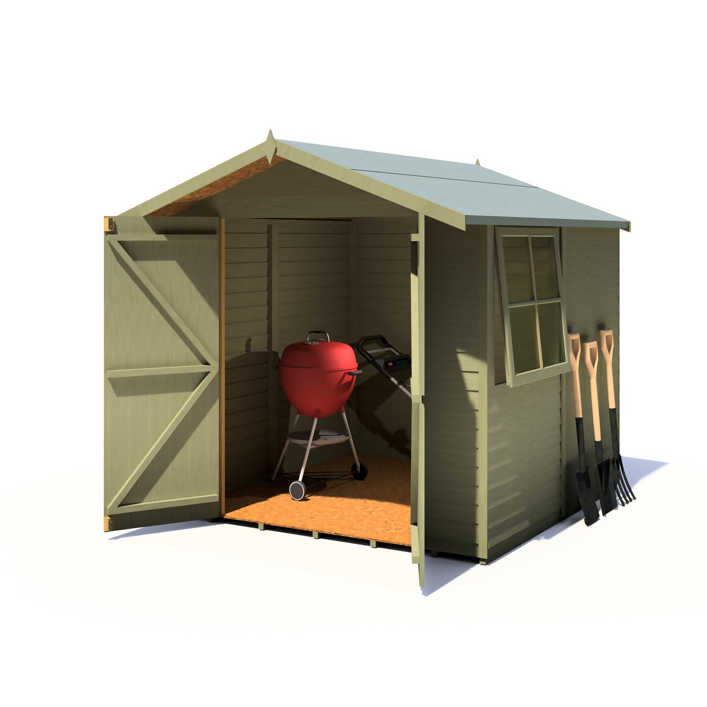 Shire Overlap Pressure Treated Double Door 7x 7 Pressure Treated Value Range Wooden Garden Shed