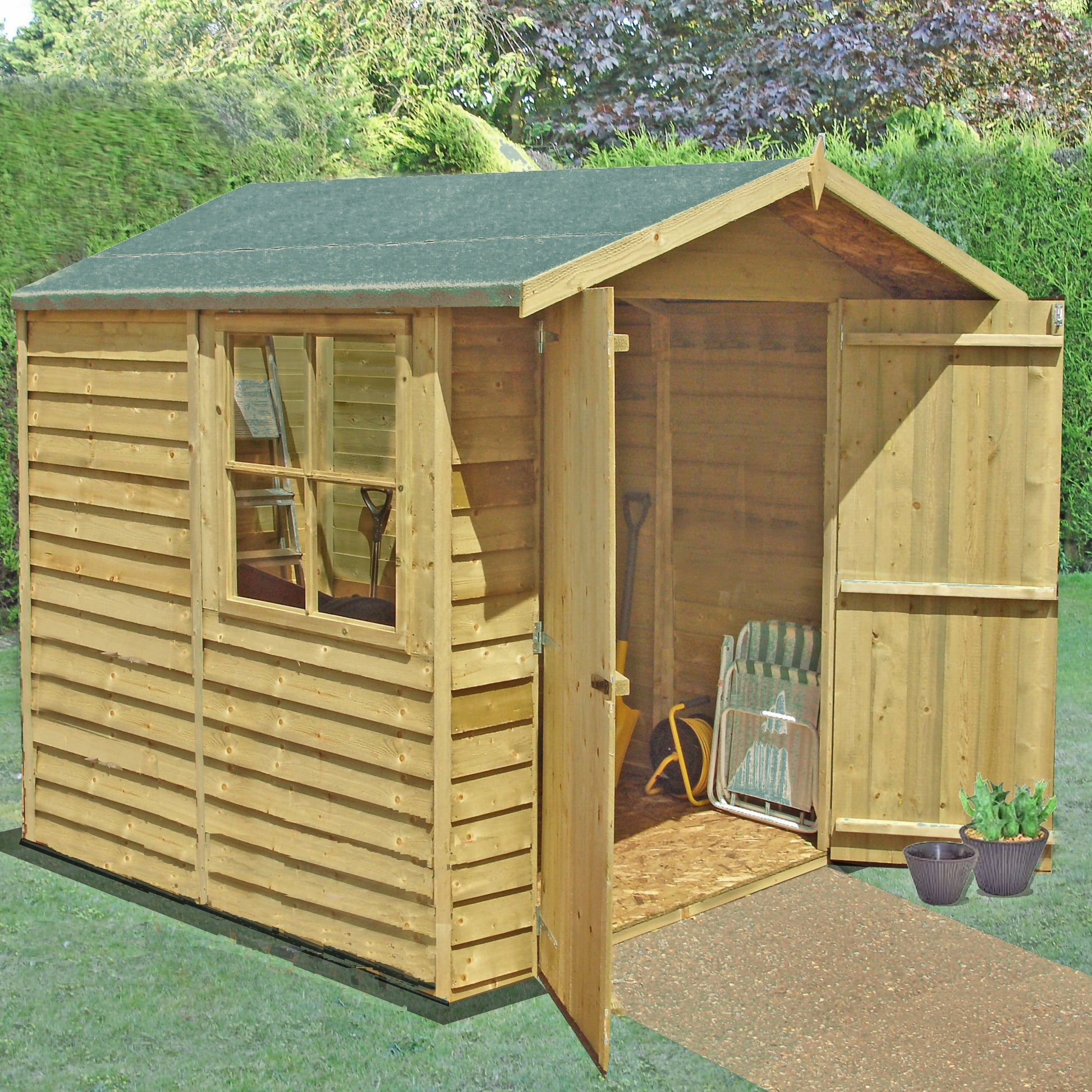 Shire Overlap Pressure Treated Double Door 7x 7 Pressure Treated Value Range Wooden Garden Shed