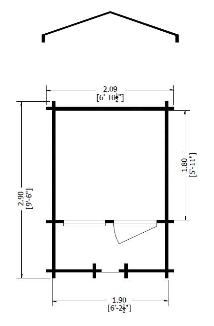 Shire Maulden with Veranda 7' x 7' ft 19mm Log Cabin