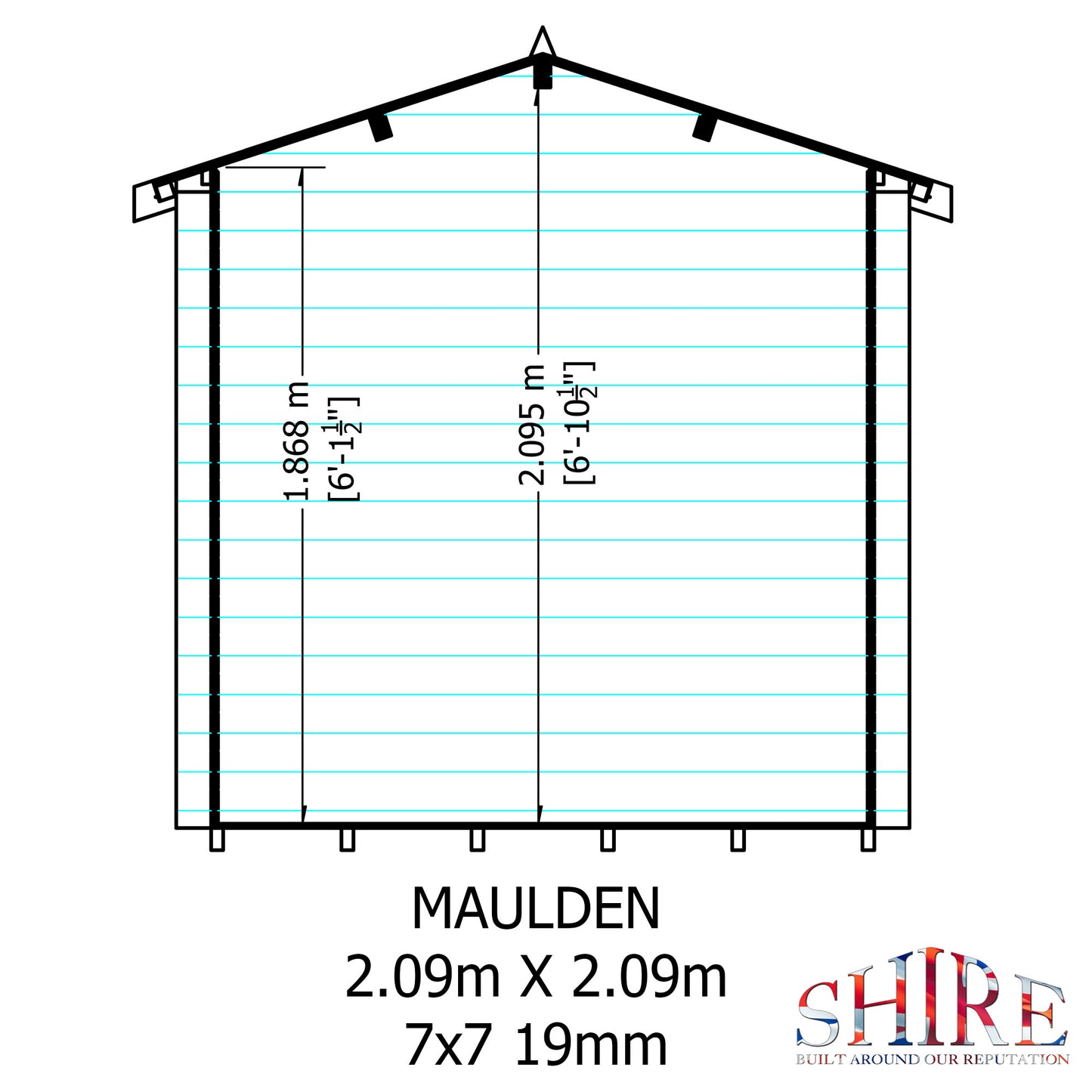 Shire Maulden with Veranda 7' x 7' ft 19mm Log Cabin