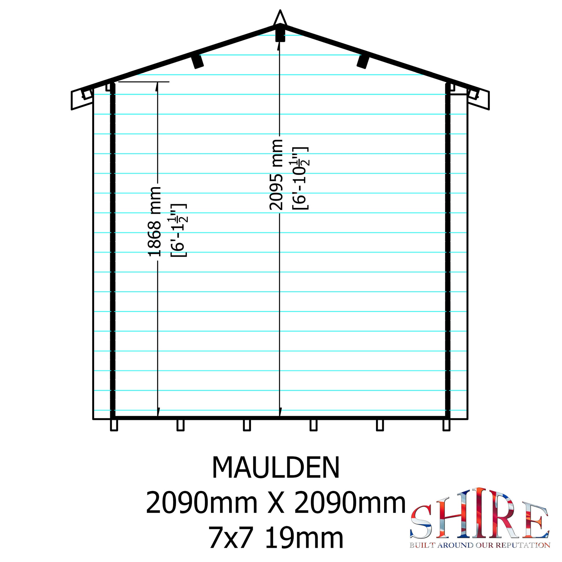 Shire Maulden with Veranda 7' x 7' ft 19mm Log Cabin