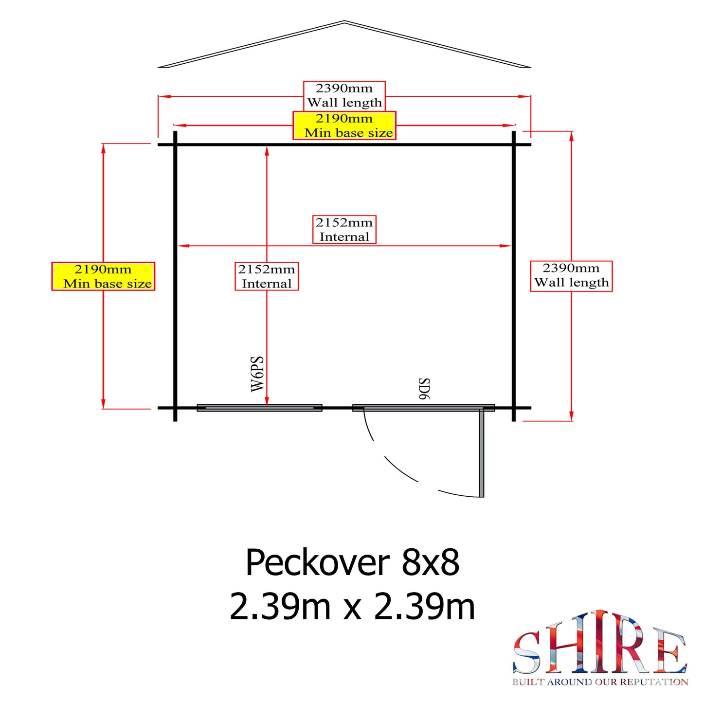 Shire Peckover 8' x 8' ft 19mm Log Cabin