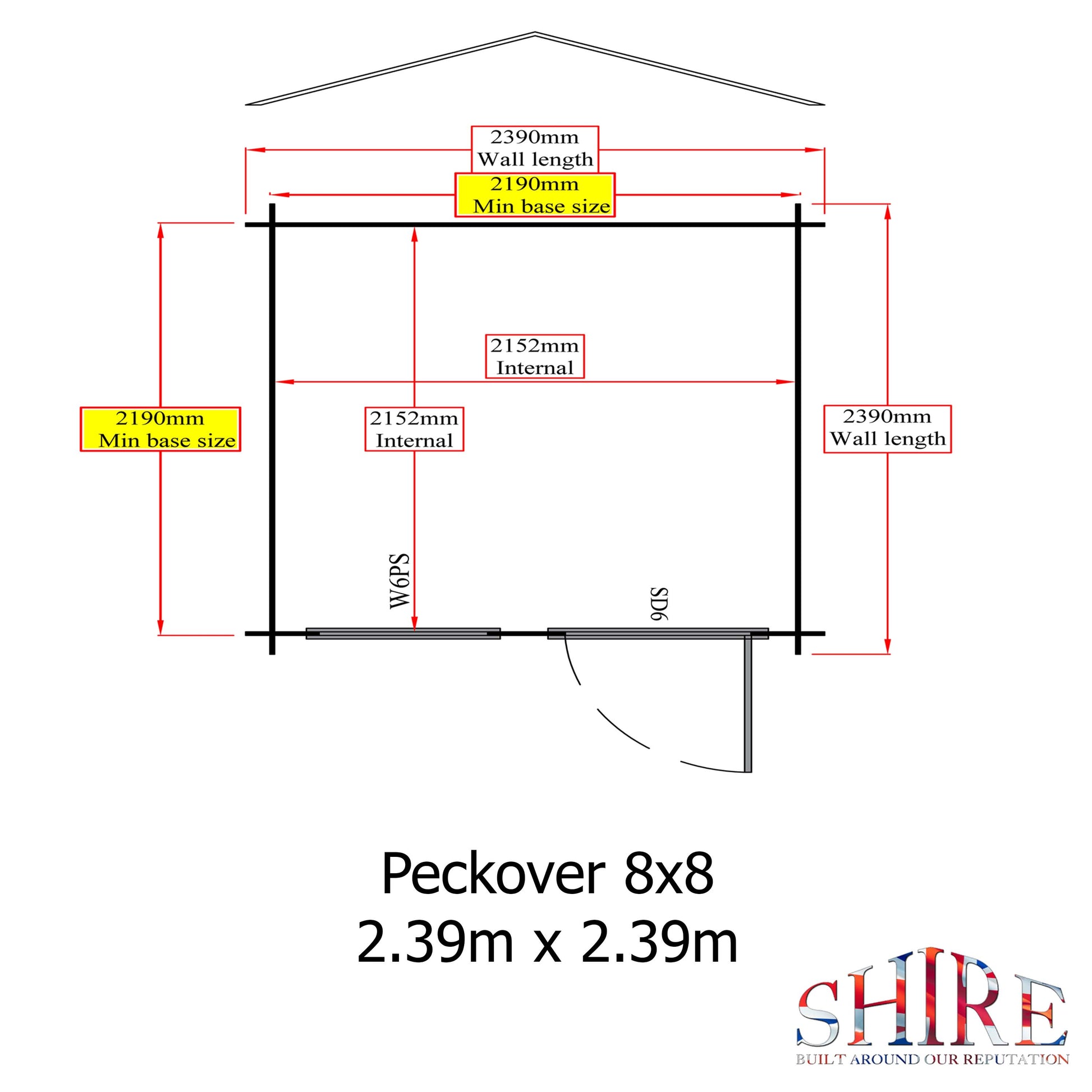 Shire Peckover 8' x 8' ft 19mm Log Cabin