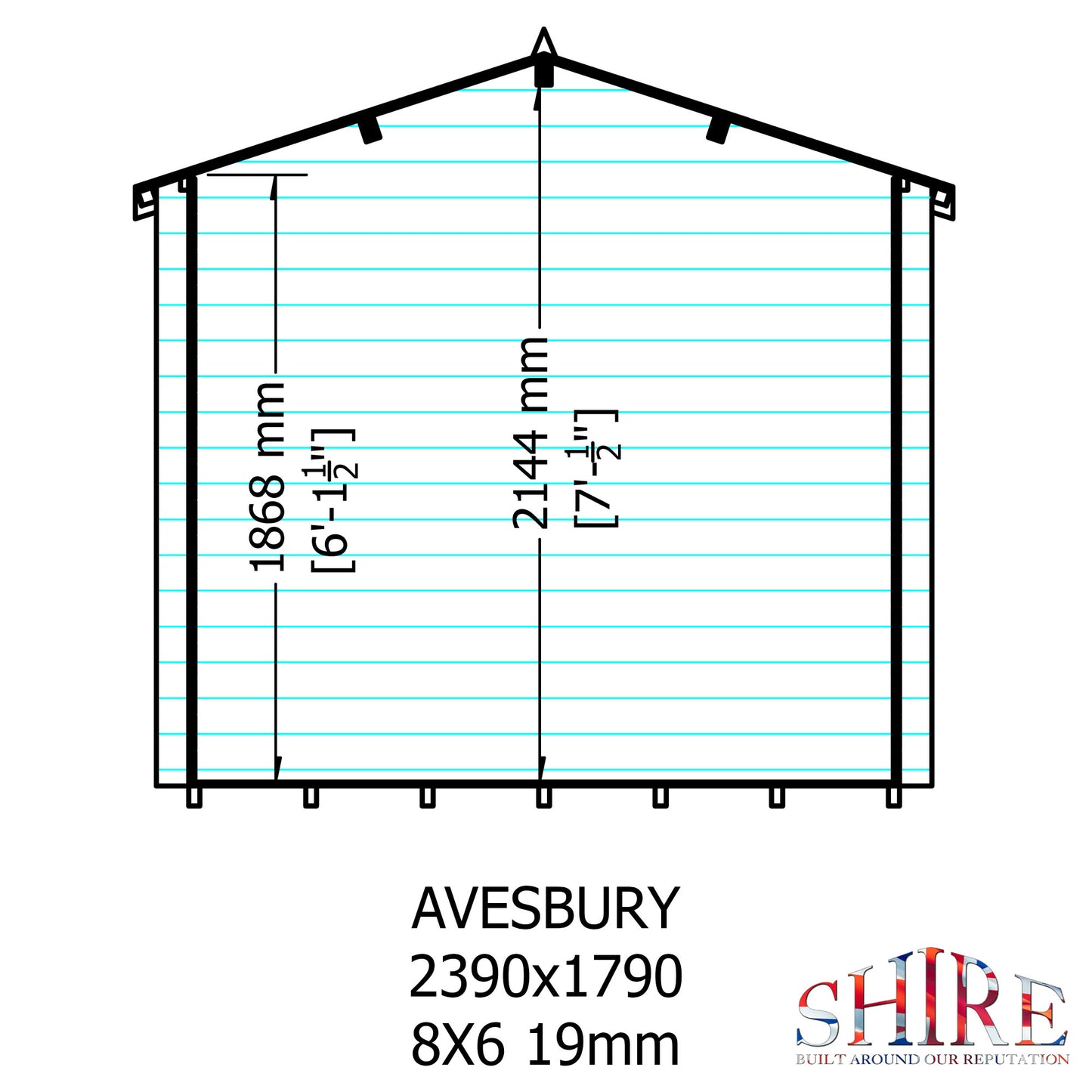 Shire Avesbury 8' x 8' ft 19mm Log Cabin