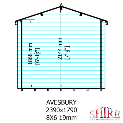 Shire Avesbury 8' x 8' ft 19mm Log Cabin