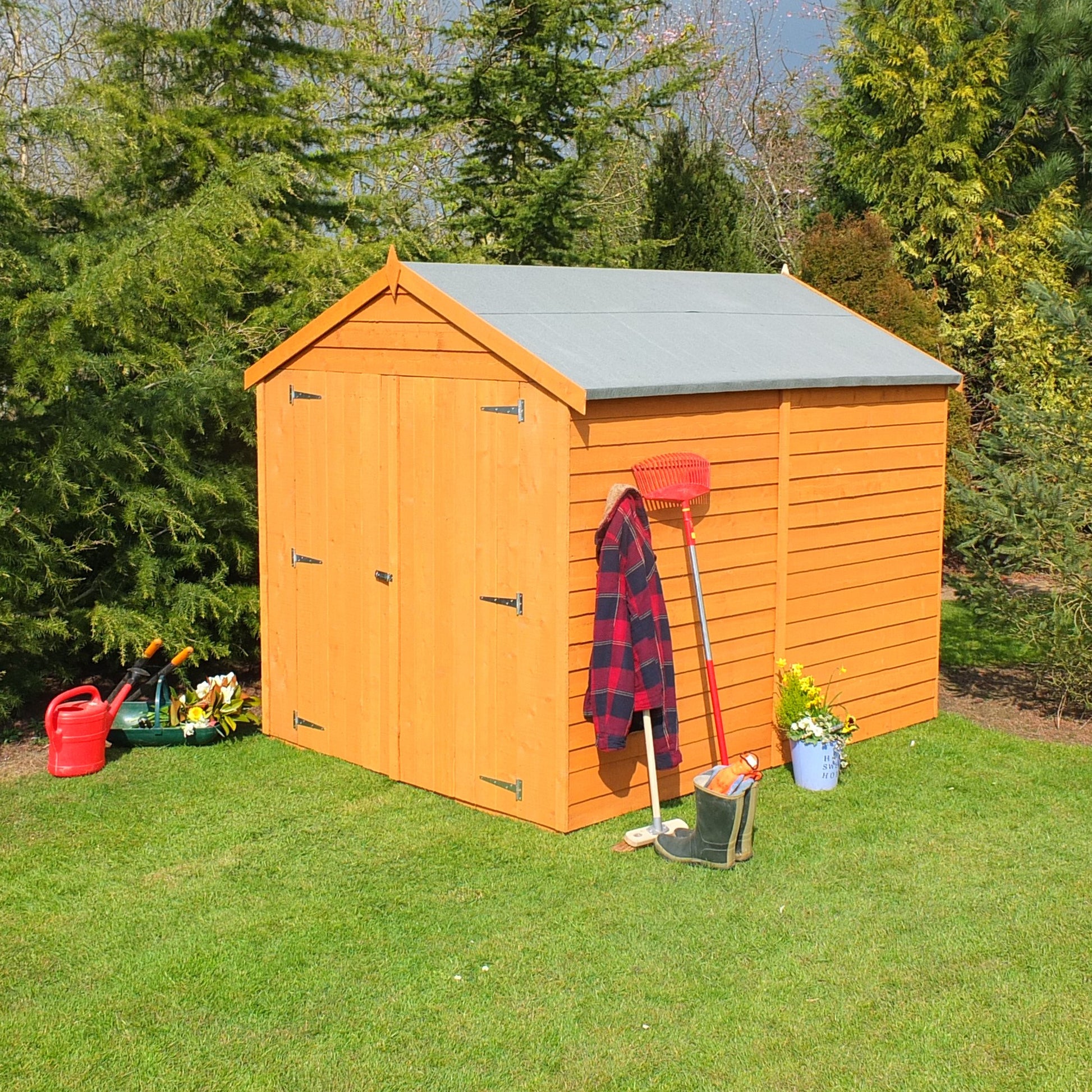 Shire Overlap Premium Double Door No windows 8 x 6 ft Dip Treated Wooden Garden Shed