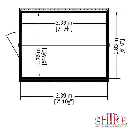 Shire Overlap 8' x 6' Single Door Value Dip Treated Wooden Apex Garden Shed