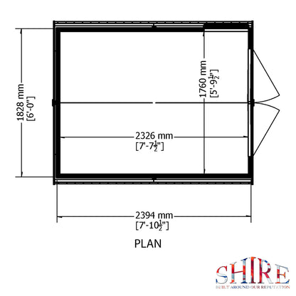 Shire Overlap Premium Double Door No windows 8 x 6 ft Dip Treated Wooden Garden Shed