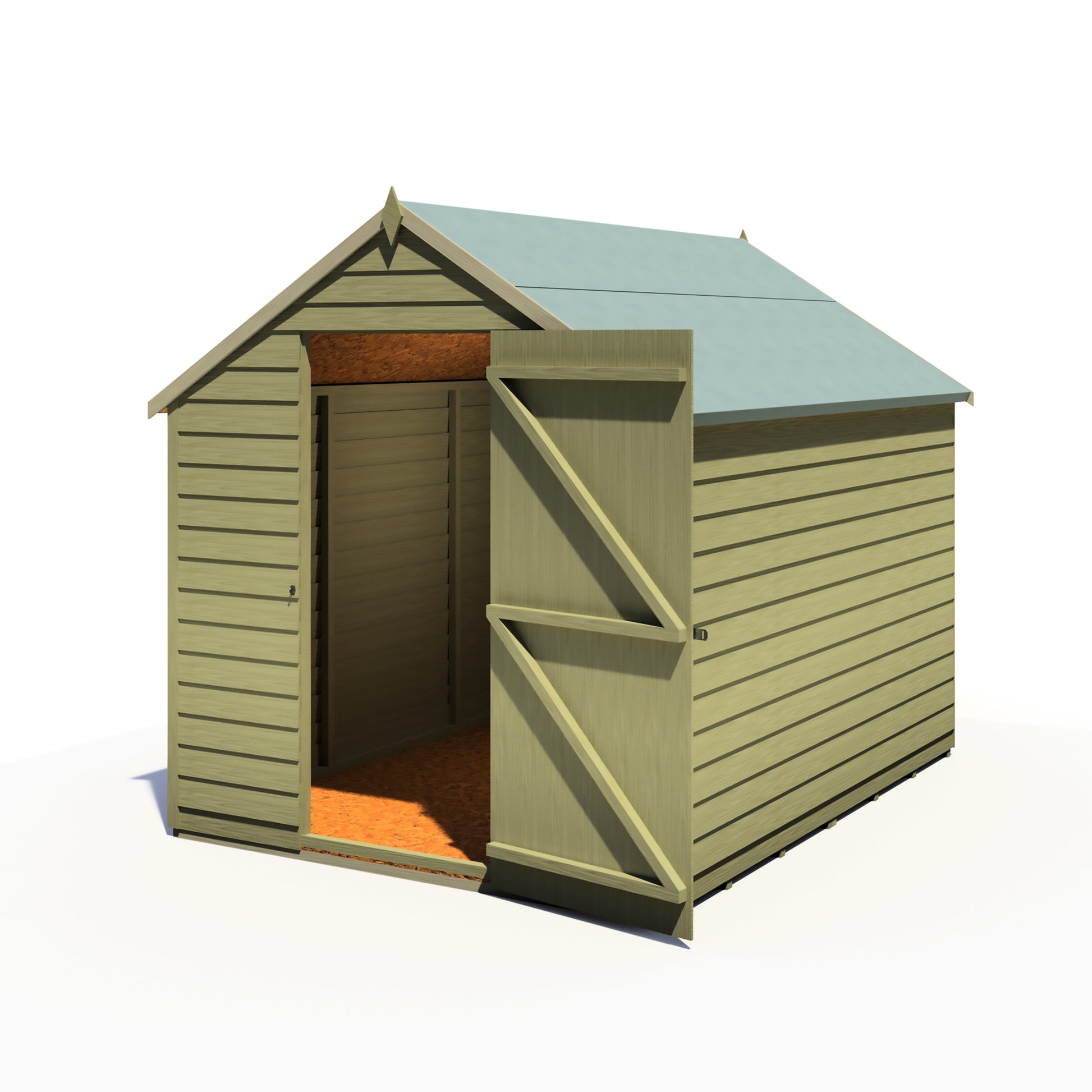 Shire Overlap 8x6 Single Door Value Pressure Treated Value Range Wooden Garden Shed