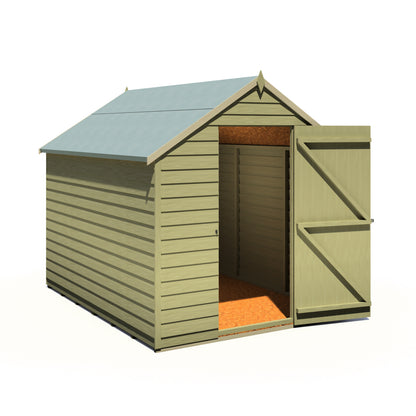 Shire Overlap 8x6 Single Door Value Pressure Treated Value Range Wooden Garden Shed