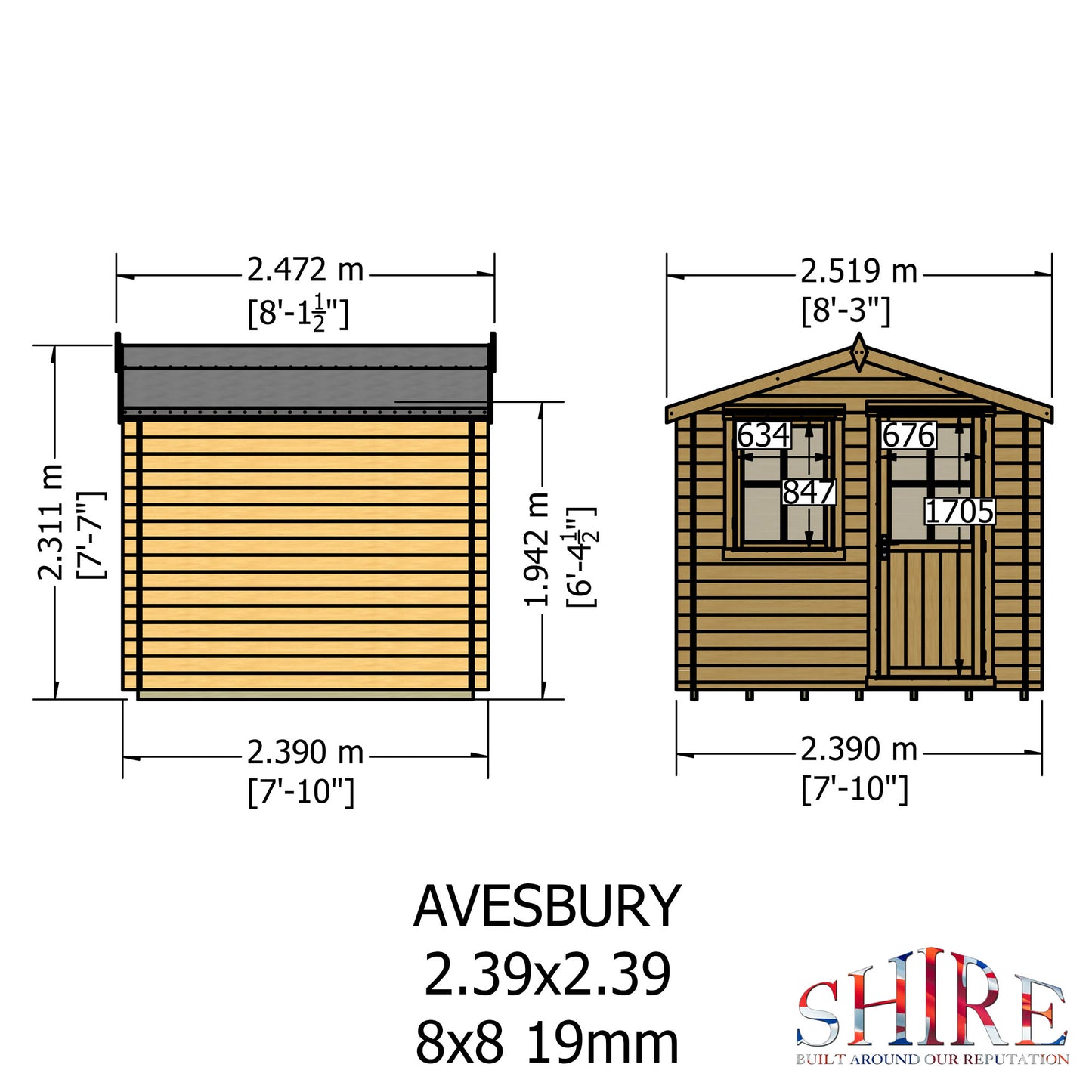 Shire Avesbury 9' x 9' ft 19mm Log Cabin