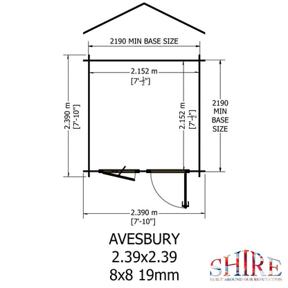 Shire Avesbury 9' x 9' ft 19mm Log Cabin