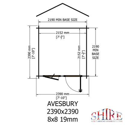 Shire Avesbury 9' x 9' ft 19mm Log Cabin