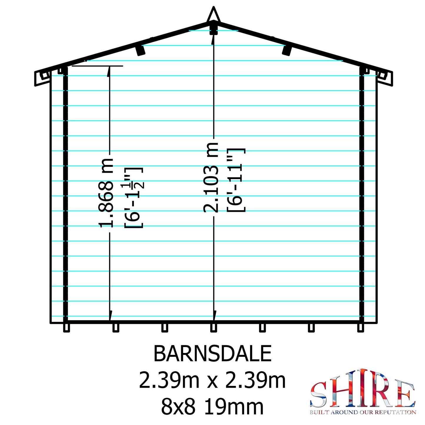 Shire Barnsdale Single Doorale 8' x 8' ft 19mm Log Cabin