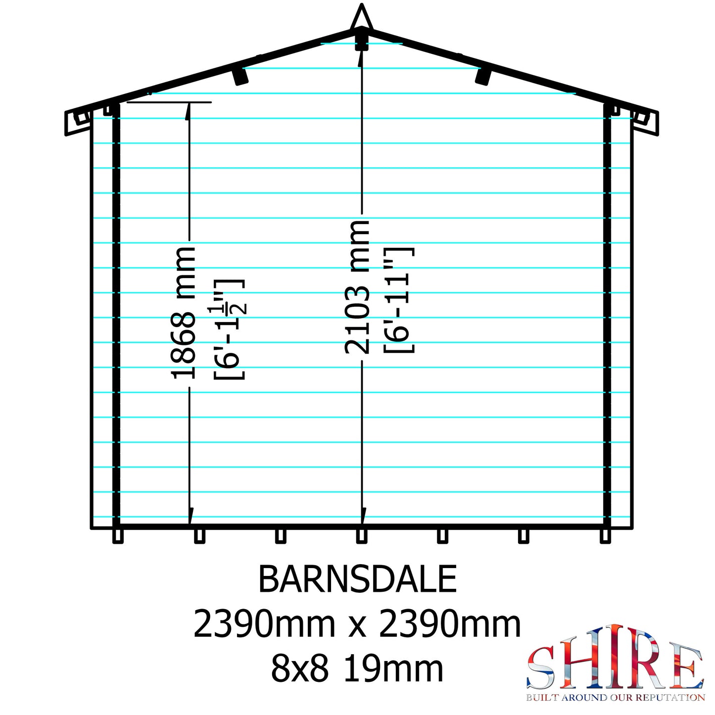 Shire Barnsdale Single Doorale 8' x 8' ft 19mm Log Cabin