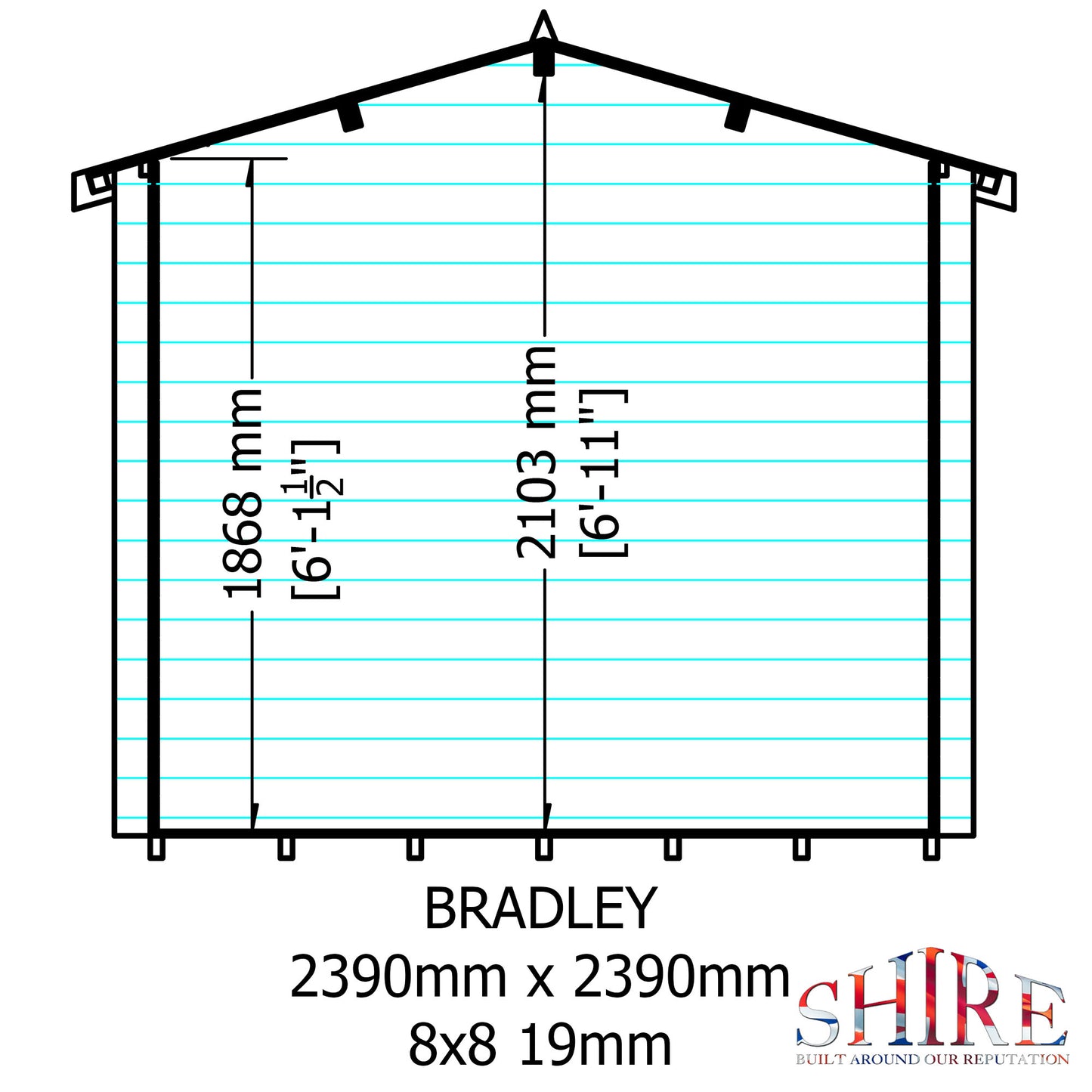 Shire Bradley 8' x 8' ft 19mm Log Cabin