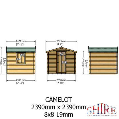 Shire Camelot 8' x 8' ft 19mm Log Cabin