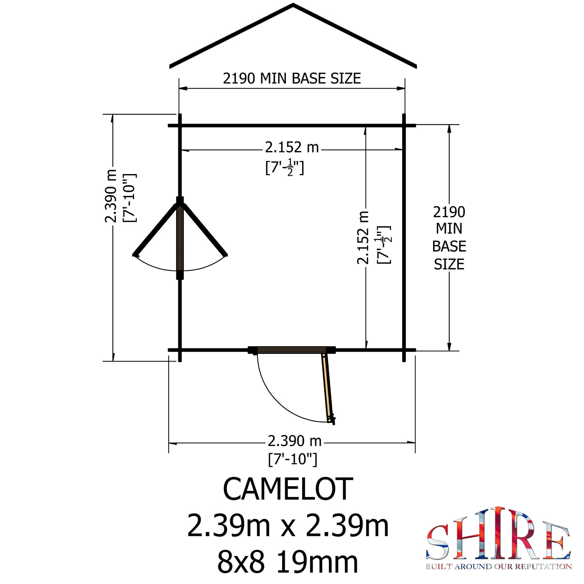 Shire Camelot 8' x 8' ft 19mm Log Cabin