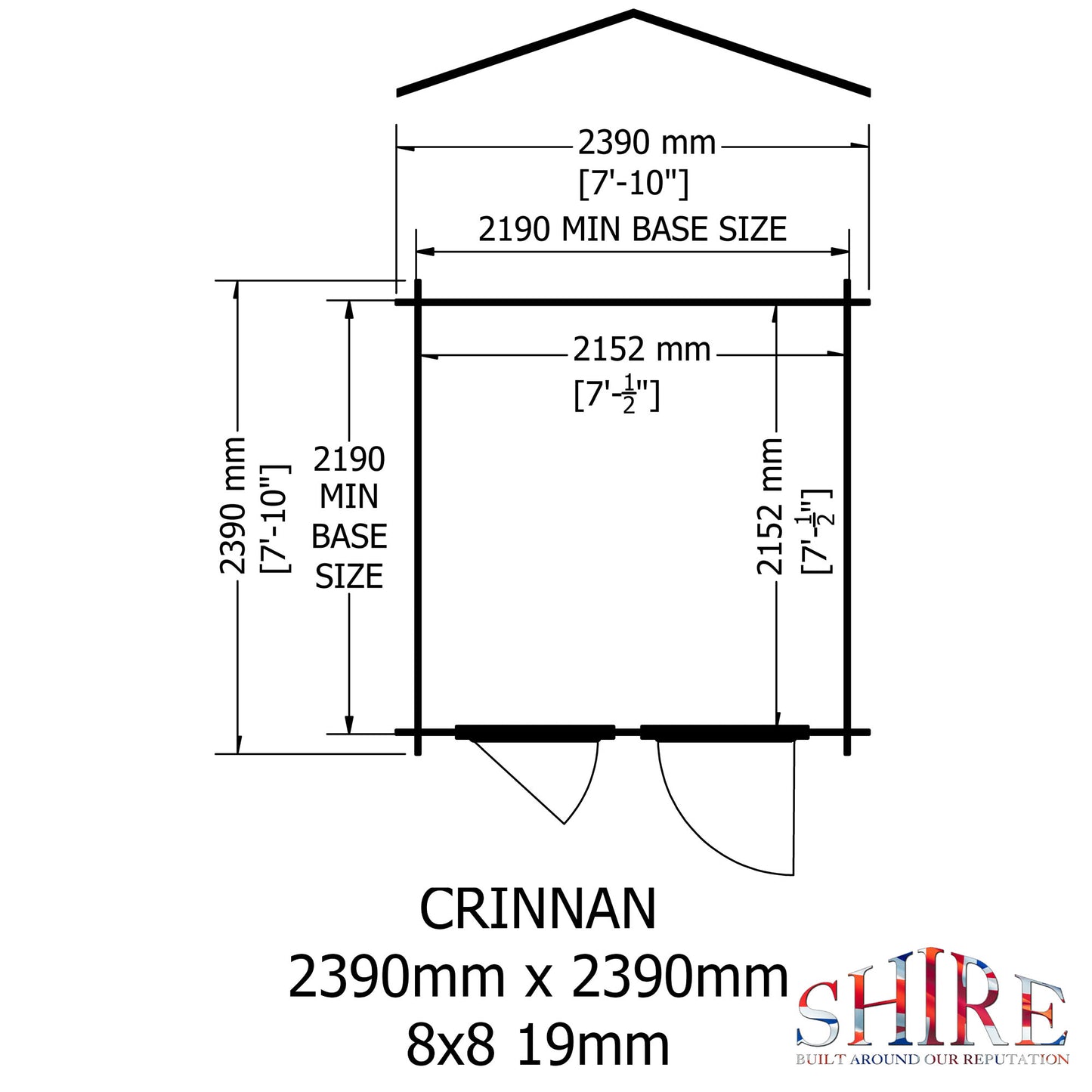 Shire Crinan 8' x 8' ft 19mm Log Cabin