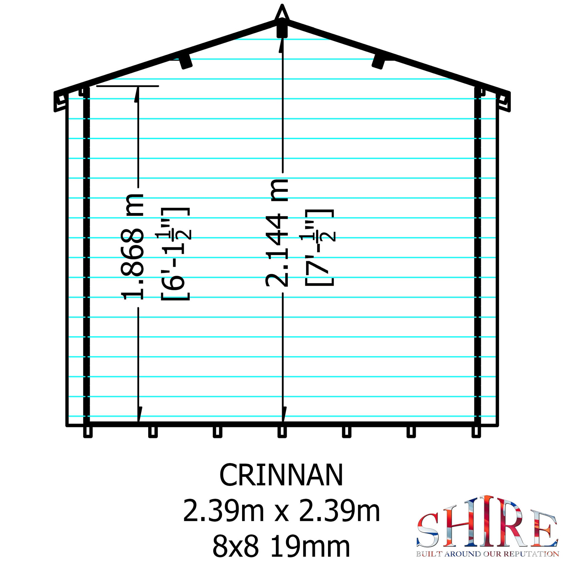 Shire Crinan 8' x 8' ft 19mm Log Cabin