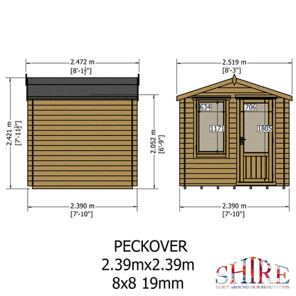 Shire Peckover 8' x 8' ft 19mm Log Cabin