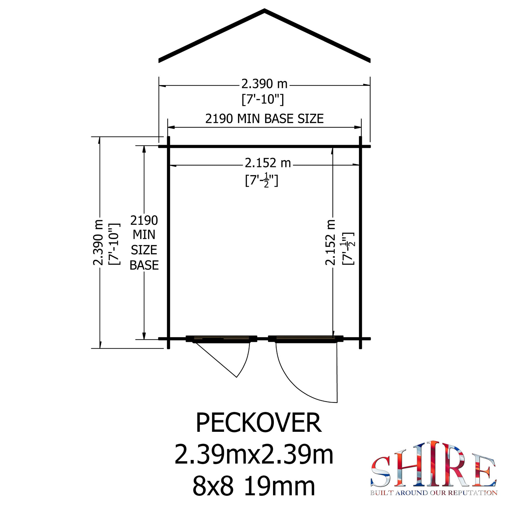 Shire Peckover 8' x 8' ft 19mm Log Cabin